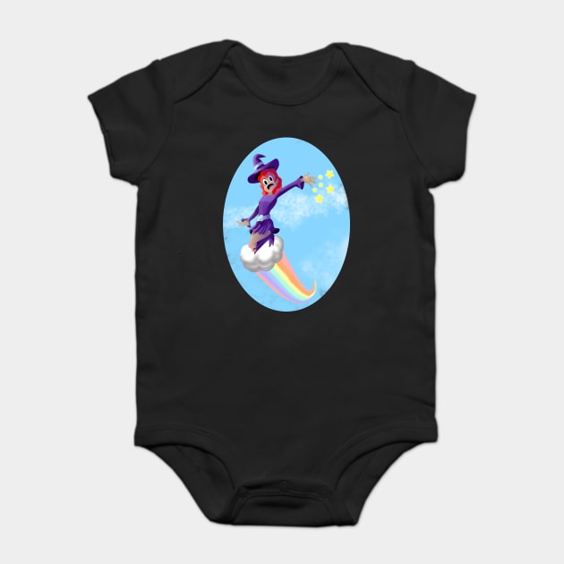 WITCH GIRL ON A CLOUD Baby Bodysuit by droidmonkey